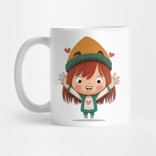 Cute Girl Cartoon Character, Mug